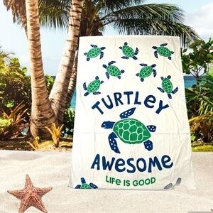Life is Good - ‘Turtley Awesome’ Beach Towel. 36” x 70”. NWT. Firm!